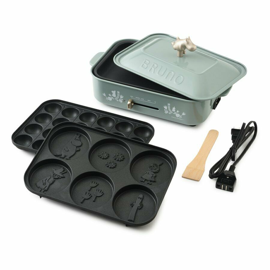 BRUNO Moomin Compact Hot Plate 3 Plates, Flat, Takoyaki, Pancake Plates - Fresh Stock Dated February 2026