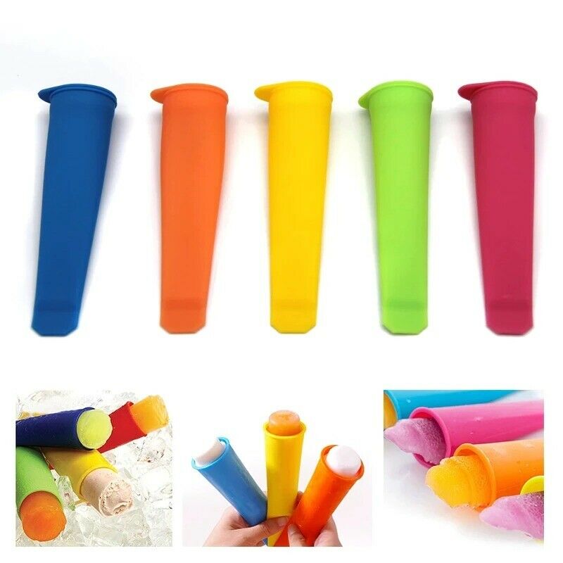 5Pcs/Lot Summer Popsicle Frozen Ice Cream Maker Silicone Pop  Mold Kitchen Tool - Fresh Stock Dated February 2026