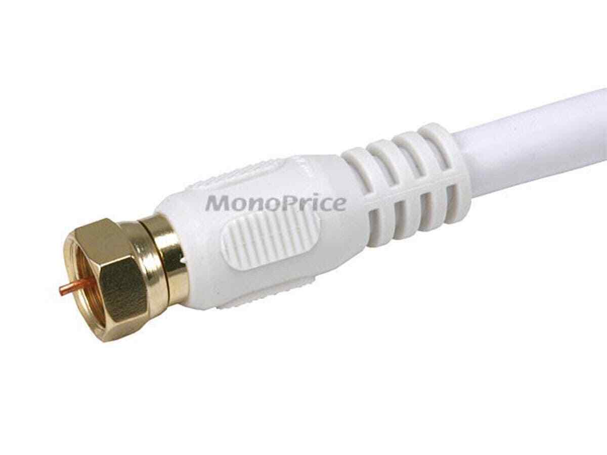 Monoprice 3ft RG6 (18AWG) 75Ohm, CL2 Coaxial Cable W/ F Type Connector - White - Fresh Stock Dated December 2025