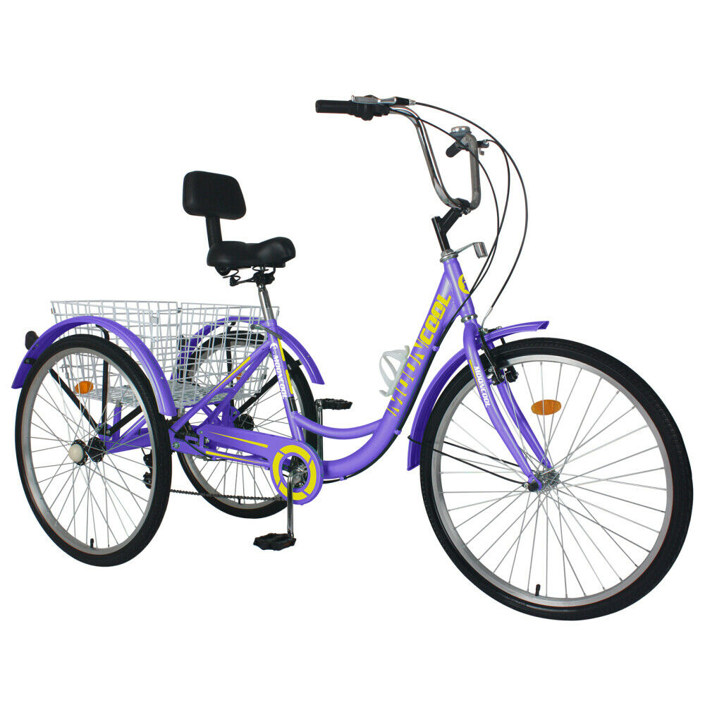 Adult Tricycles 7 Speed 24 Inch Three Wheel Bike Cruiser Trike with Large Basket - Fresh Stock Dated December 2025