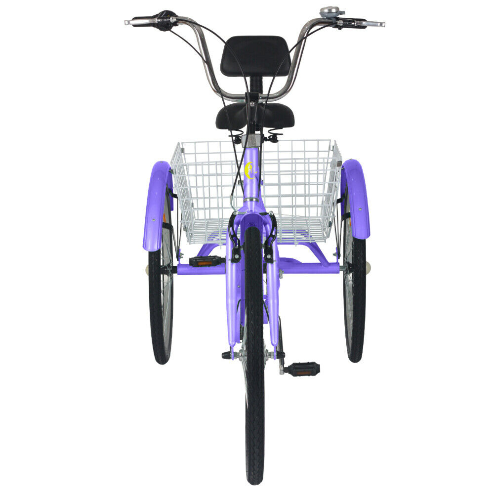Adult Tricycles 7 Speed 24 Inch Three Wheel Bike Cruiser Trike with Large Basket - Fresh Stock Dated December 2025