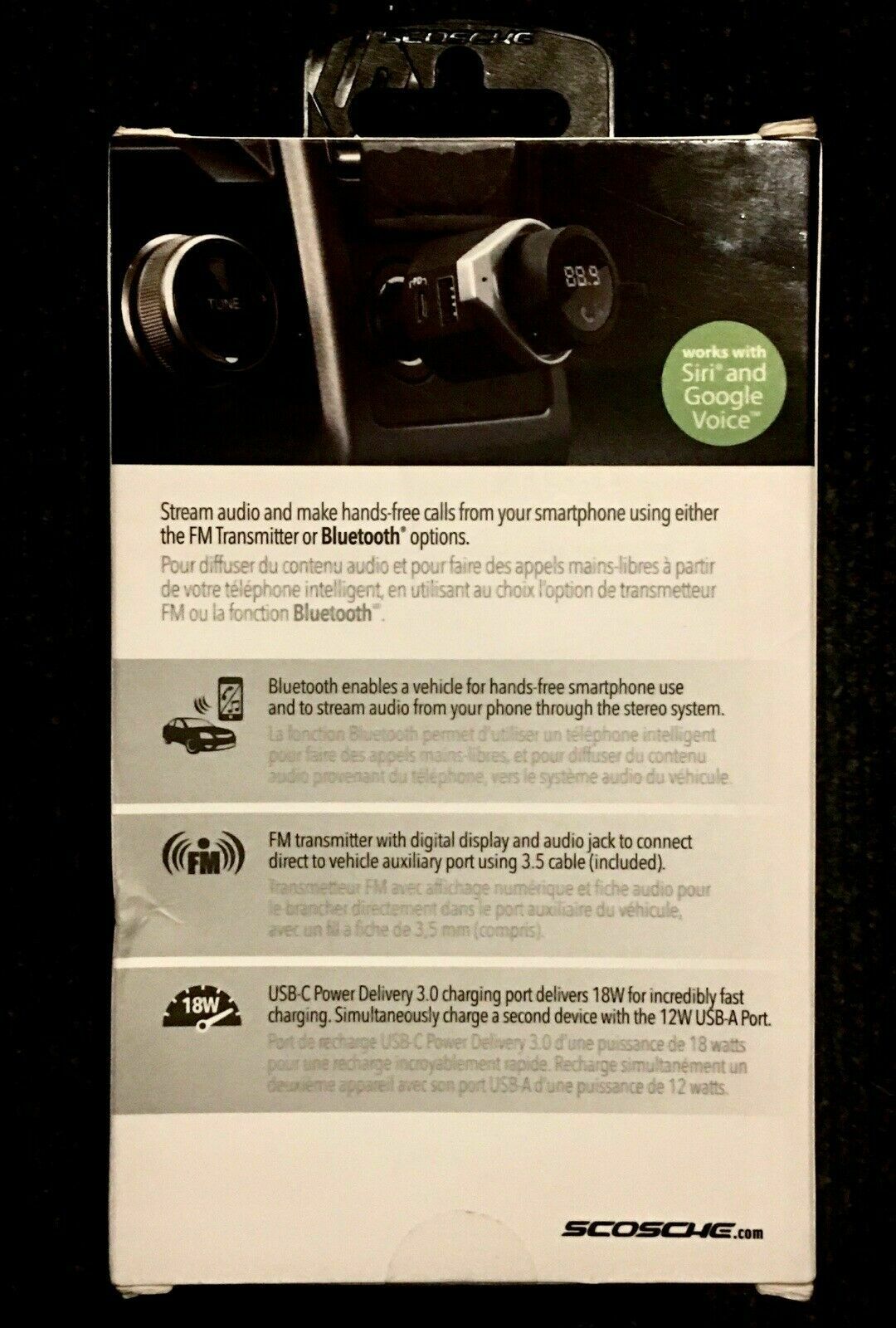 Scosche BTFreq Pro Wireless Hands-Free Car Kit - Bluetooth 5.0, FM, Dual USB-A/C - Fresh Stock Dated December 2025