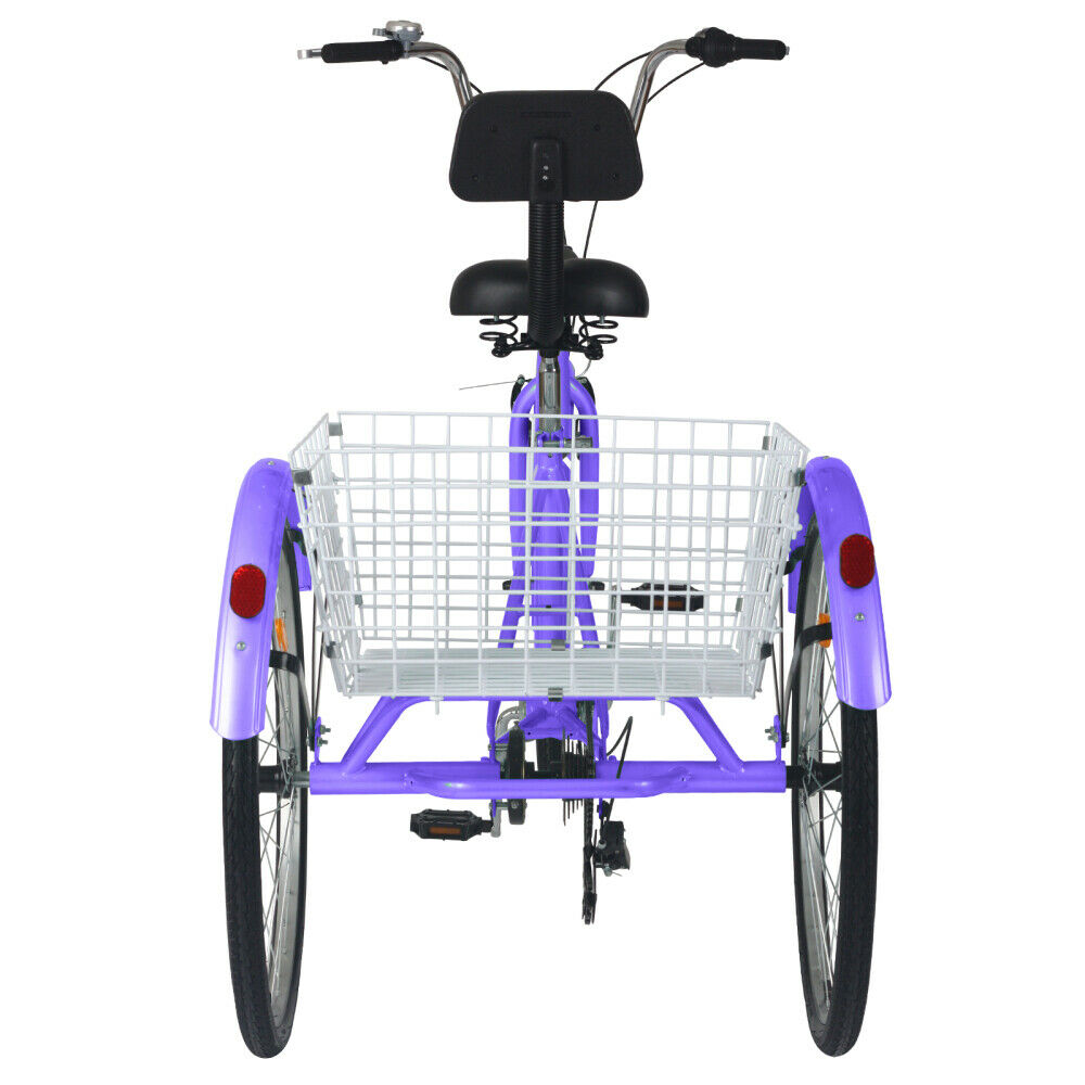 Adult Tricycles 7 Speed 24 Inch Three Wheel Bike Cruiser Trike with Large Basket - Fresh Stock Dated December 2025