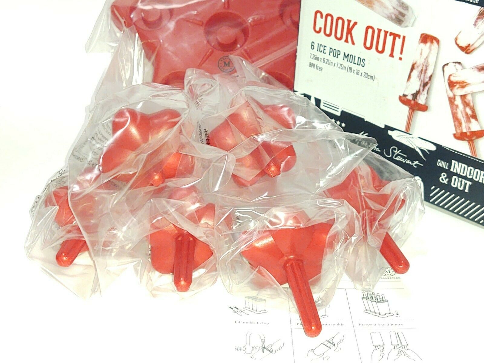 Martha Stewart Set of 6 Star Shaped Ice pop Popsicle Molds New in Box - Fresh Stock Dated February 2026