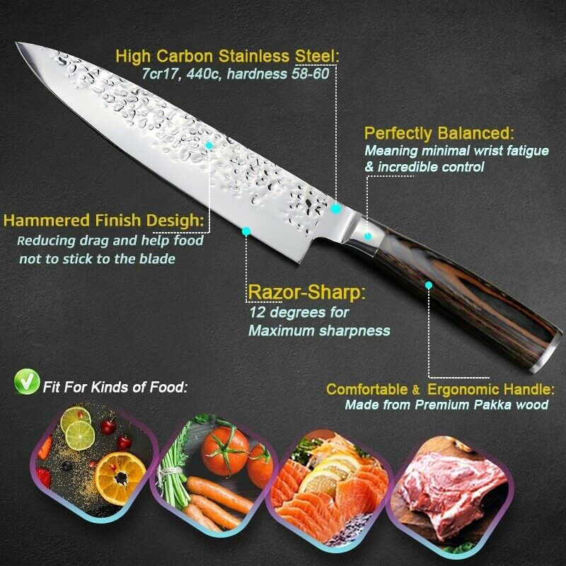 2 Pcs Kitchen Knife Set Japanese Stainless Steel Meat Cleaver Chef's Knife Gift - Fresh Stock Dated January 2026