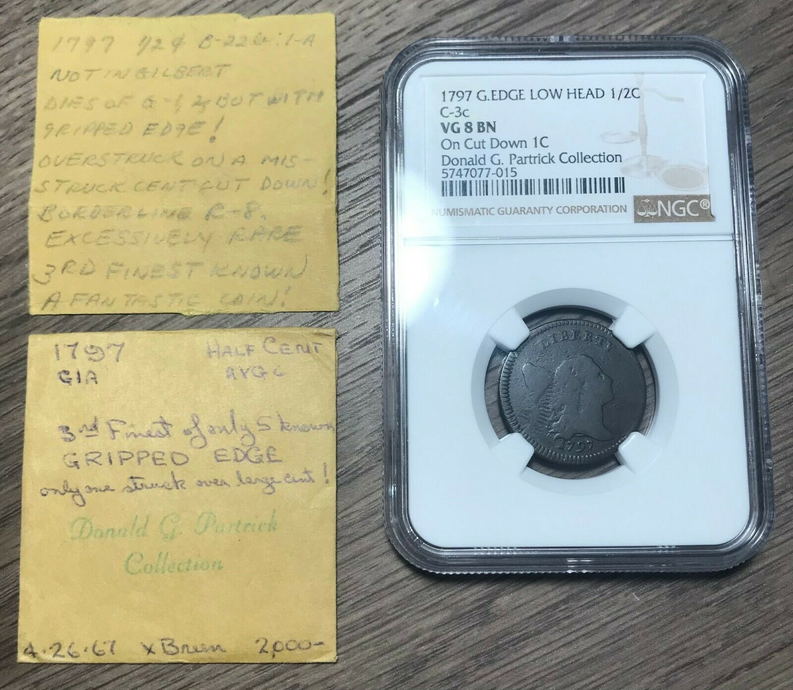 1797 C-3c R-7 NGC VG 8 Gr Edge Low Head Liberty Cap Half Cent Coin 1/2c - Fresh Stock Dated December 2025