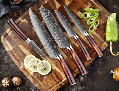 XITUO 1-10PCS  kitchen knives Set Laser Damascus pattern chef knife Sharp Santok - Fresh Stock Dated January 2026