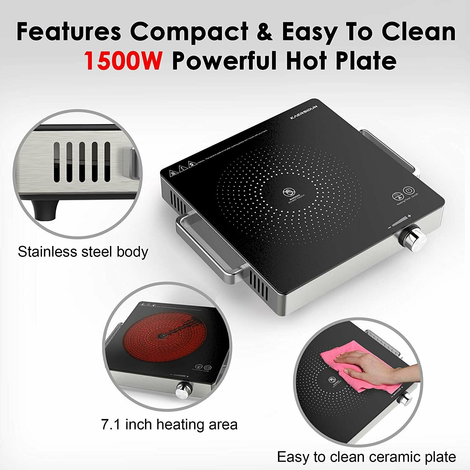 Hot Plate Electric Single Burner 1500W Portable Burner for Cooking - Fresh Stock Dated February 2026