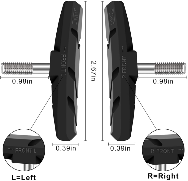 Alritz Bike Brake Pads Set, 3 Pairs Road Mountain Bicycle V-Brake Blocks Shoes w - Fresh Stock Dated December 2025