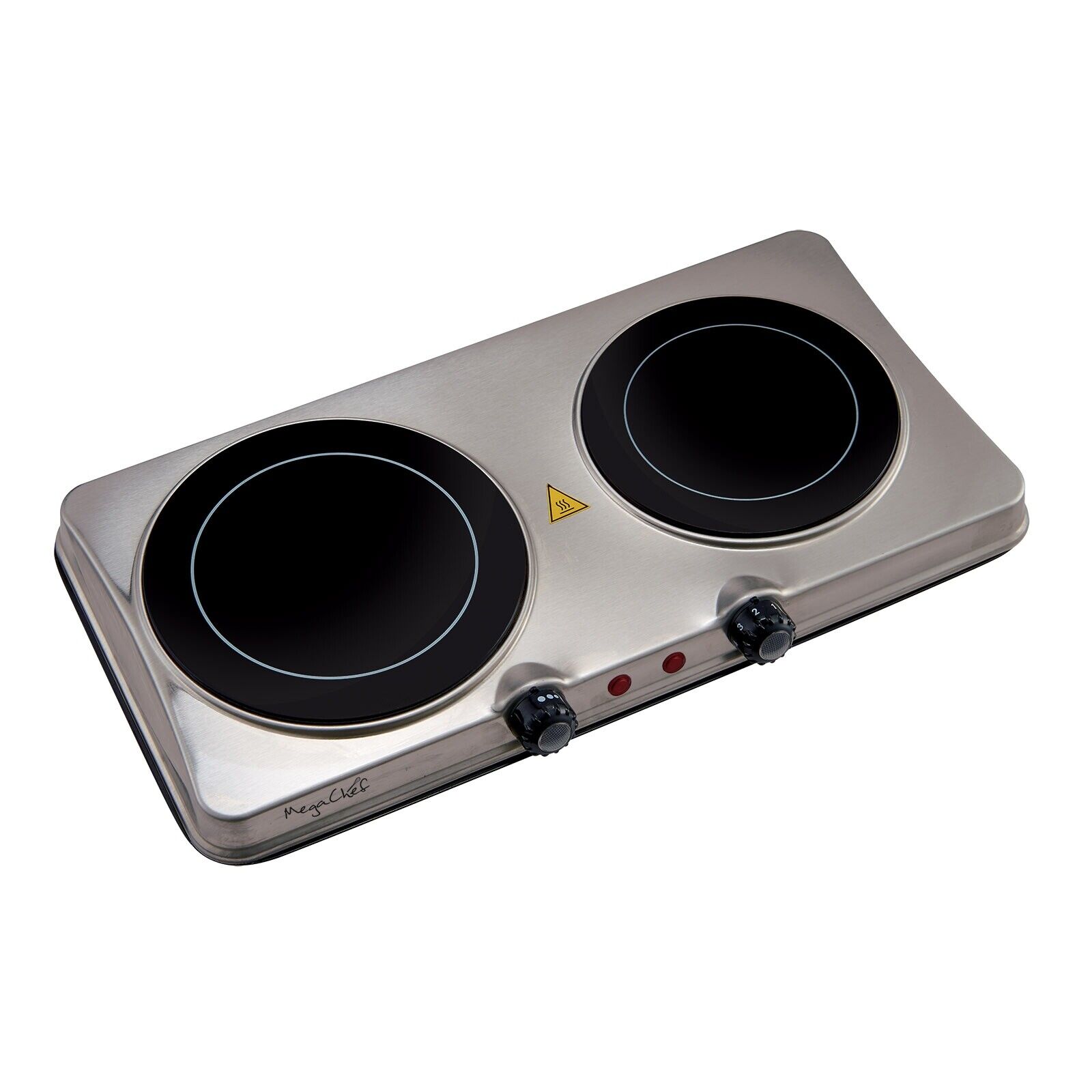 MegaChef Electric Portable Dual Size Cooktop Infrared Burner in Sleek Steel - Fresh Stock Dated February 2026