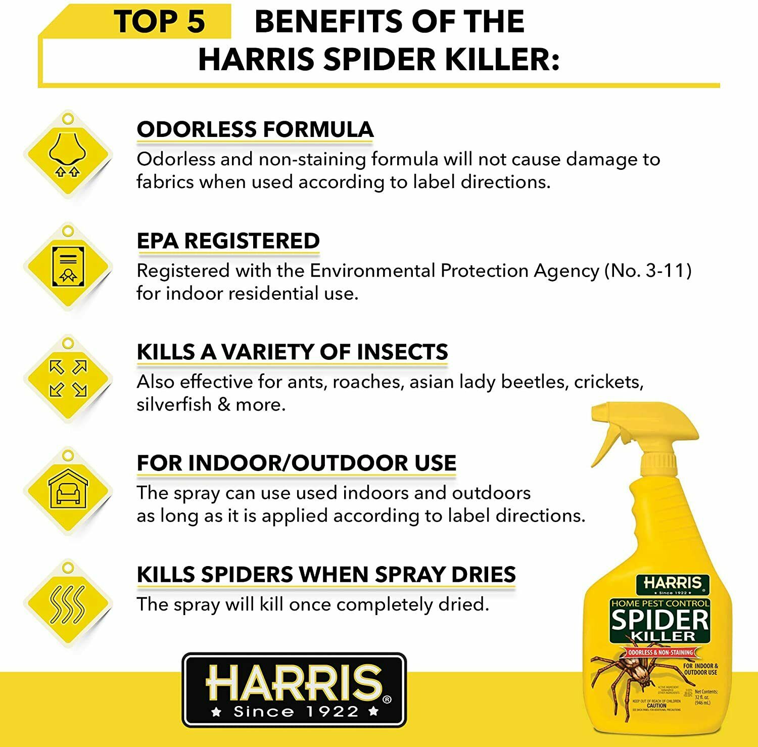 Harris Spider Killer, 32oz Spray New - Fresh Stock Dated February 2026