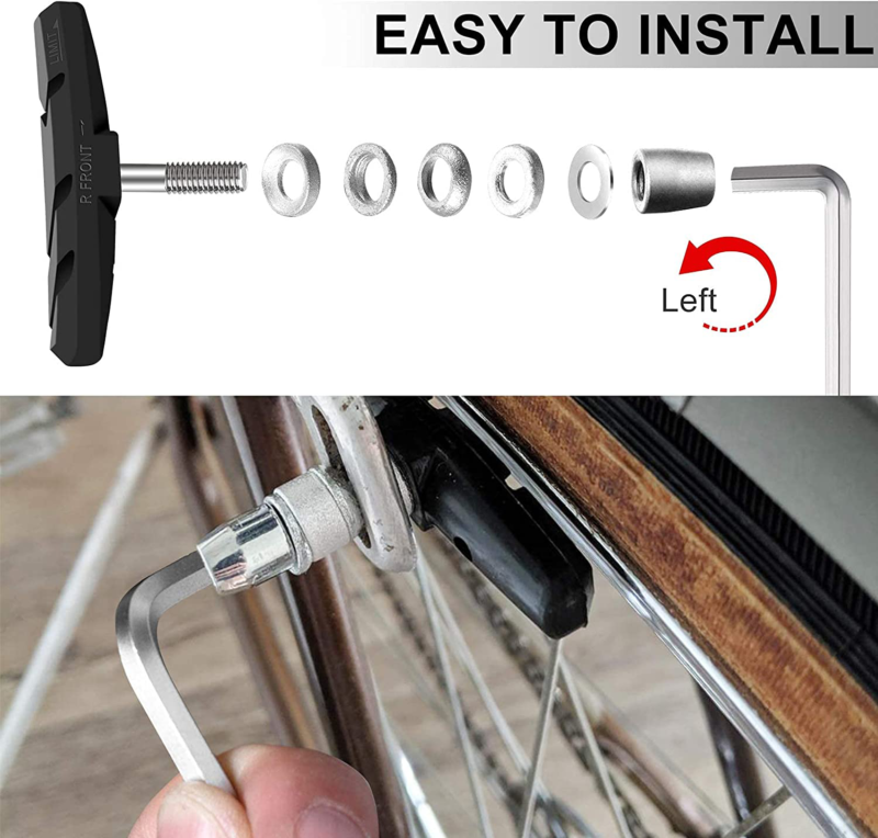 Alritz Bike Brake Pads Set, 3 Pairs Road Mountain Bicycle V-Brake Blocks Shoes w - Fresh Stock Dated December 2025