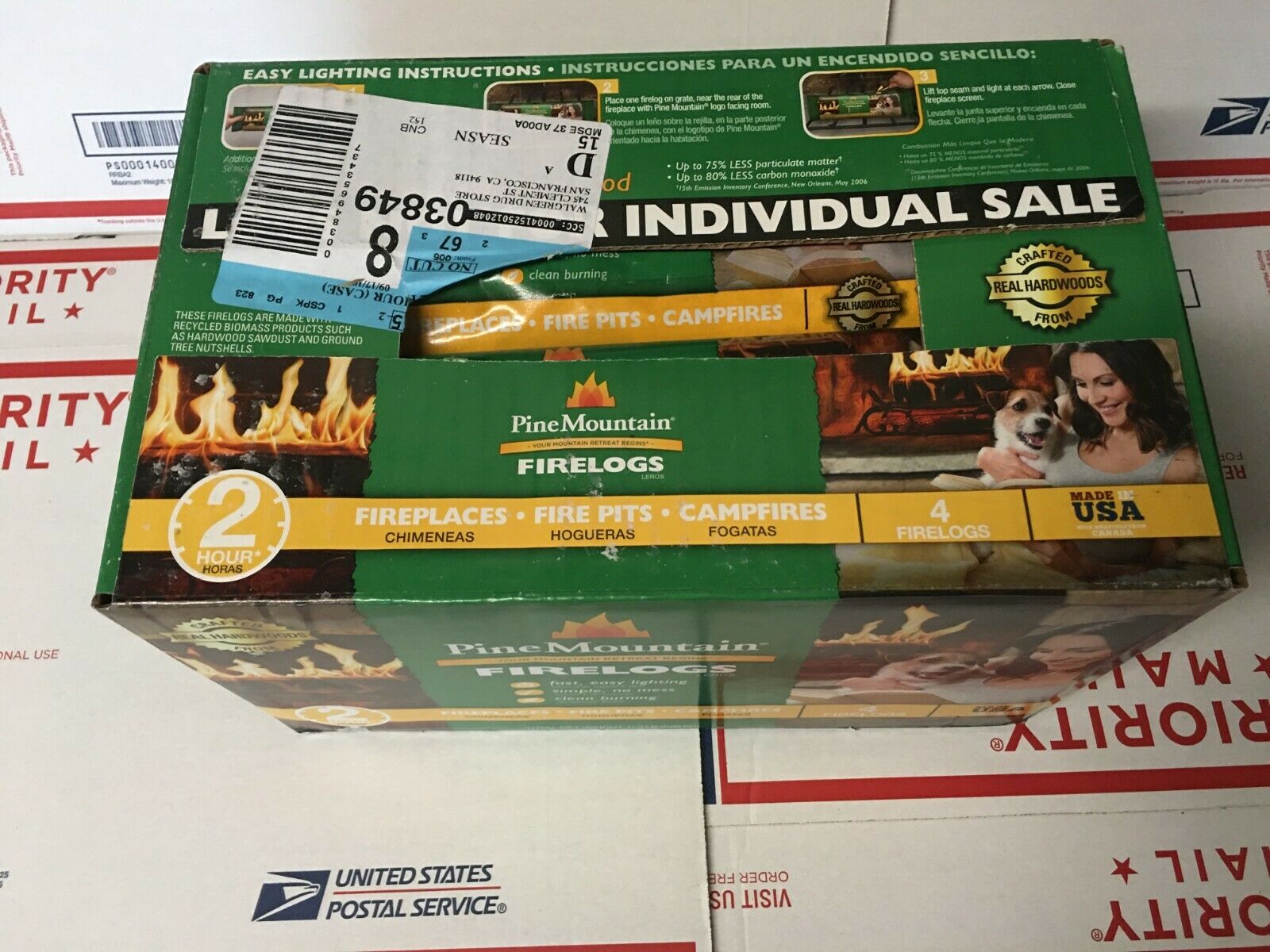 Pine Mountain 4 PK 2HR Trad Fire Log 4  Firelogs 2-Hour Burn Time 4 Piece  (NEW) - Fresh Stock Dated January 2026