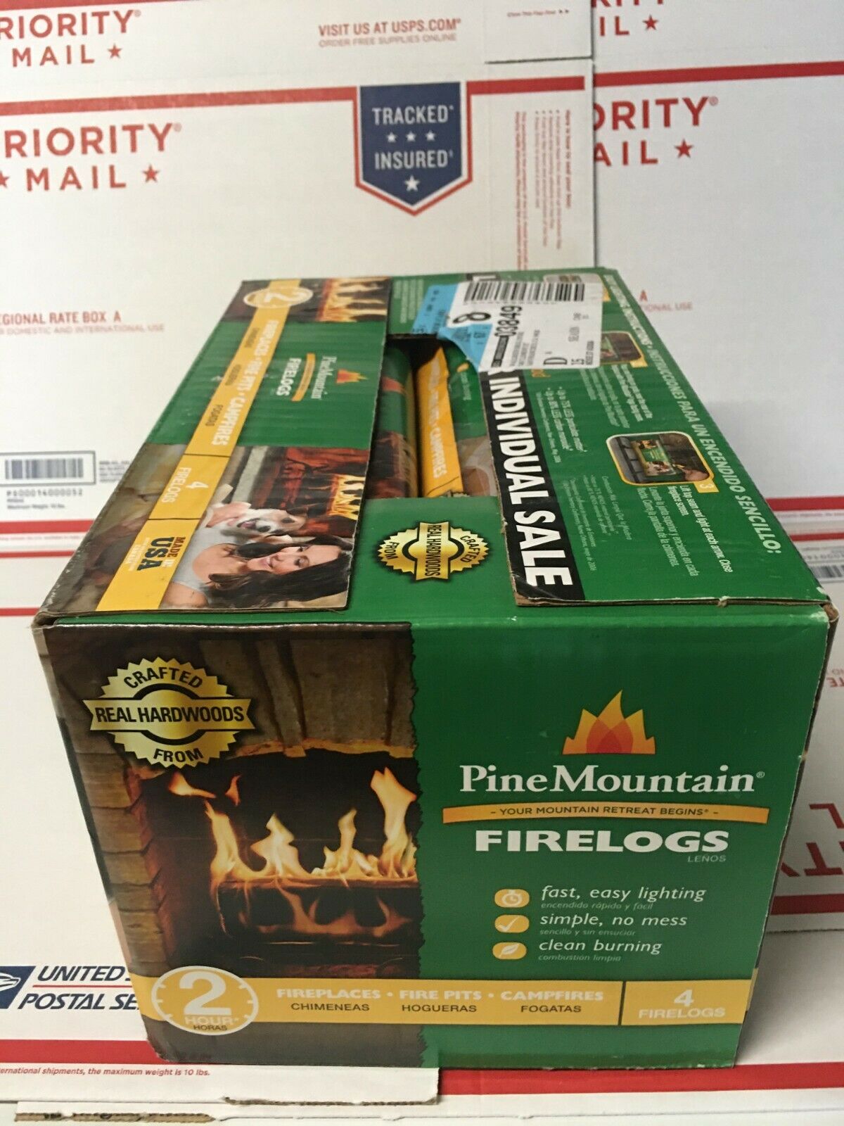 Pine Mountain 4 PK 2HR Trad Fire Log 4  Firelogs 2-Hour Burn Time 4 Piece  (NEW) - Fresh Stock Dated January 2026