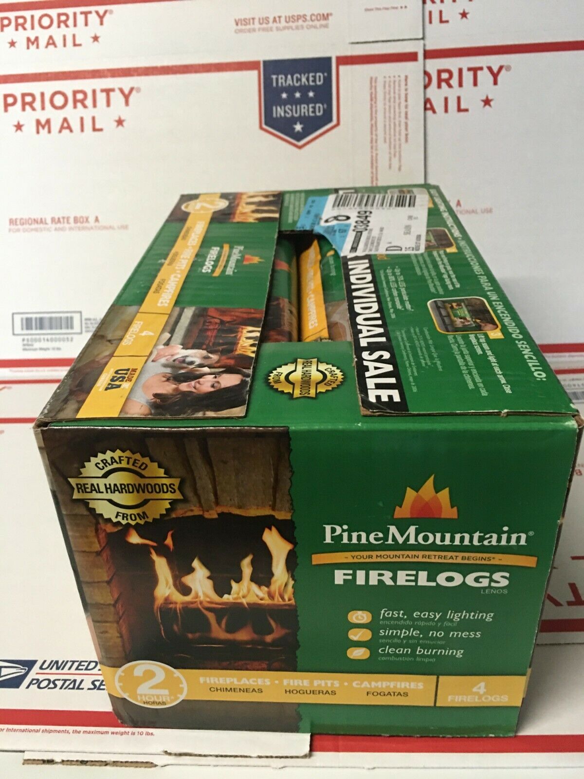 Pine Mountain 4 PK 2HR Trad Fire Log 4  Firelogs 2-Hour Burn Time 4 Piece  (NEW) - Fresh Stock Dated January 2026