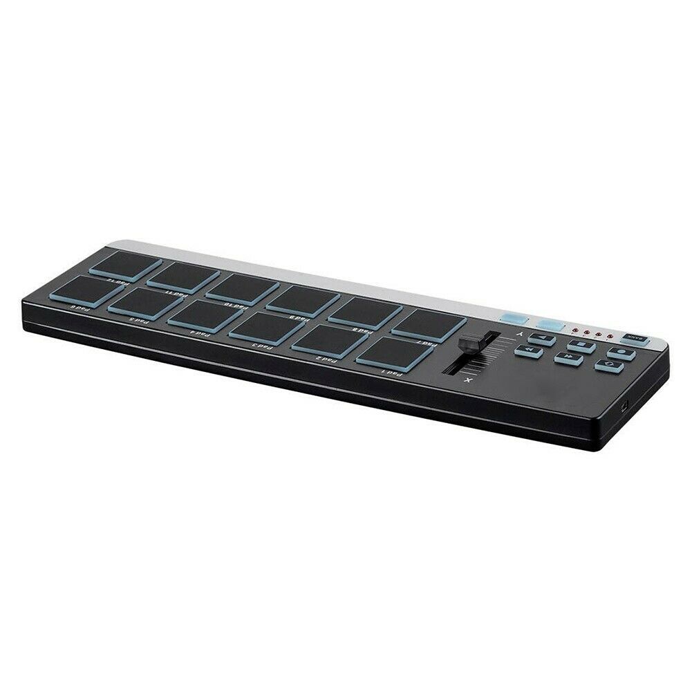 Portable USB MIDI Pad Controller with 12x RGB Backlit Velocity Sensitive Pads - Fresh Stock Dated December 2025