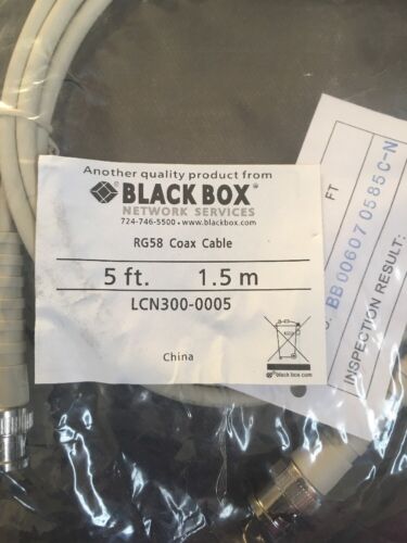Lot Of 5 New  BLACK BOX THIN NET RG58 COAX CABLE 5FT LCN300-0005 - Fresh Stock Dated December 2025