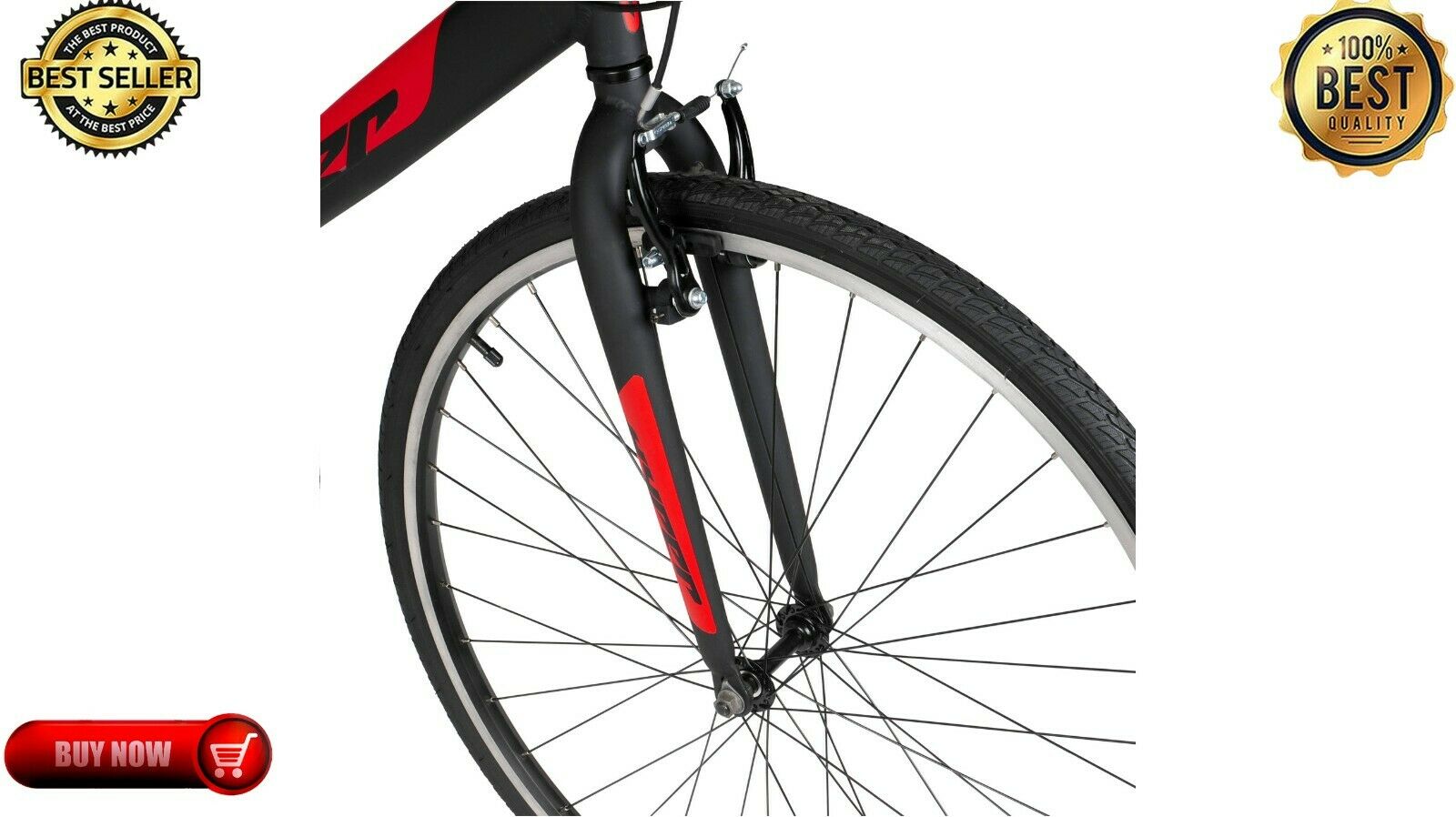 Hyper Bicycles 700c Men's SpinFit Hybrid Bike, Black and Red Fast Free Shipping - Fresh Stock Dated December 2025
