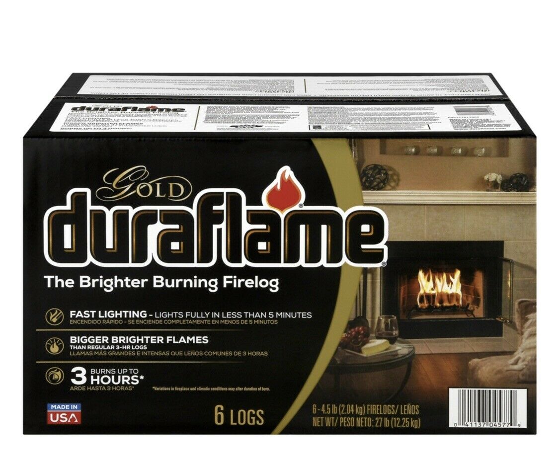 Duraflame Gold Ultra Premium 4.5lb Firelogs, 6-Pack Case, 3 Hour Burn - Fresh Stock Dated January 2026