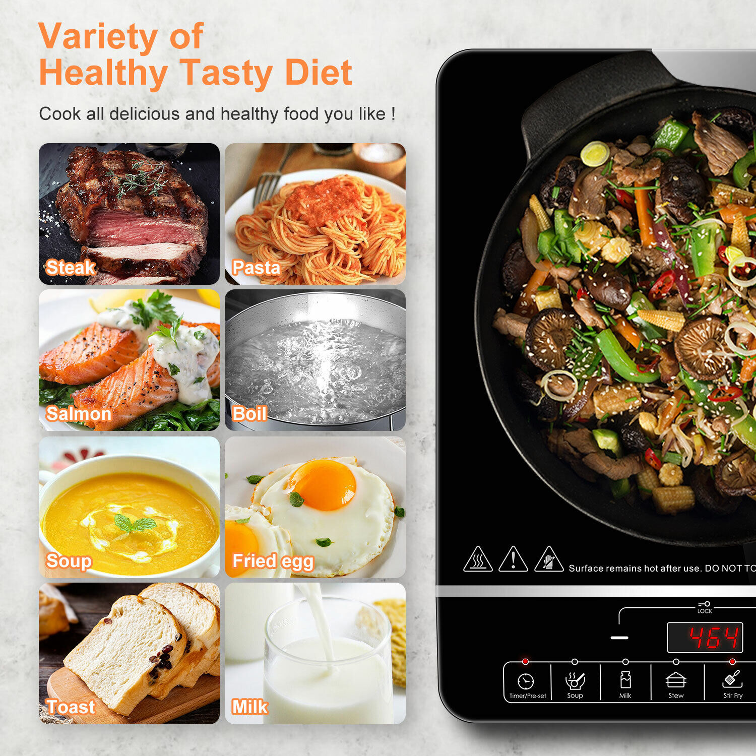 1800W Portable Digital Electric Induction Cooktop Countertop Stove Burner Cooker - Fresh Stock Dated February 2026