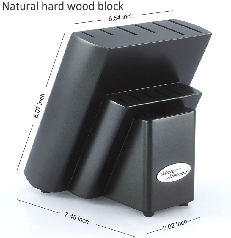 Marco Almond KYA27 Kitchen Knives Set with Wooden Block Rainbow Titanium Coating - Fresh Stock Dated January 2026