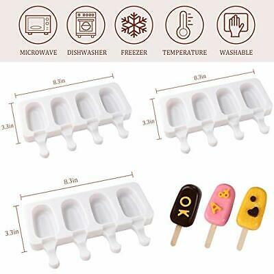 Juego De 3 Moldes Silicona Reutilizable Para Paletas Helado Con 100 Palos Madera - Fresh Stock Dated February 2026