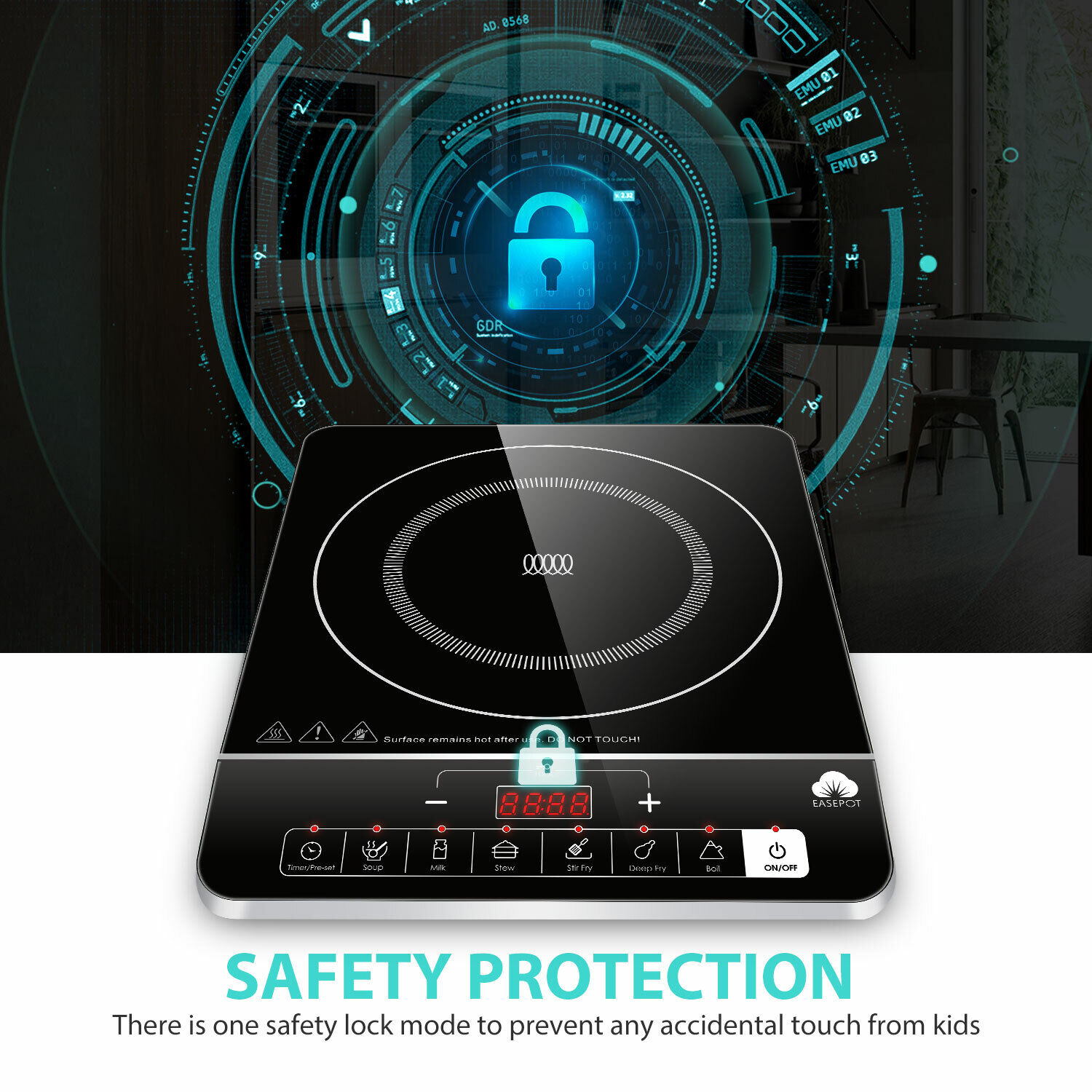 1800W Portable Digital Electric Induction Cooktop Countertop Stove Burner Cooker - Fresh Stock Dated February 2026