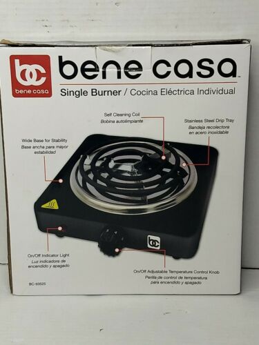 Bene Casa DC93525 Single Coil Burner 1000-watt, Black Camping survival Stove new - Fresh Stock Dated February 2026