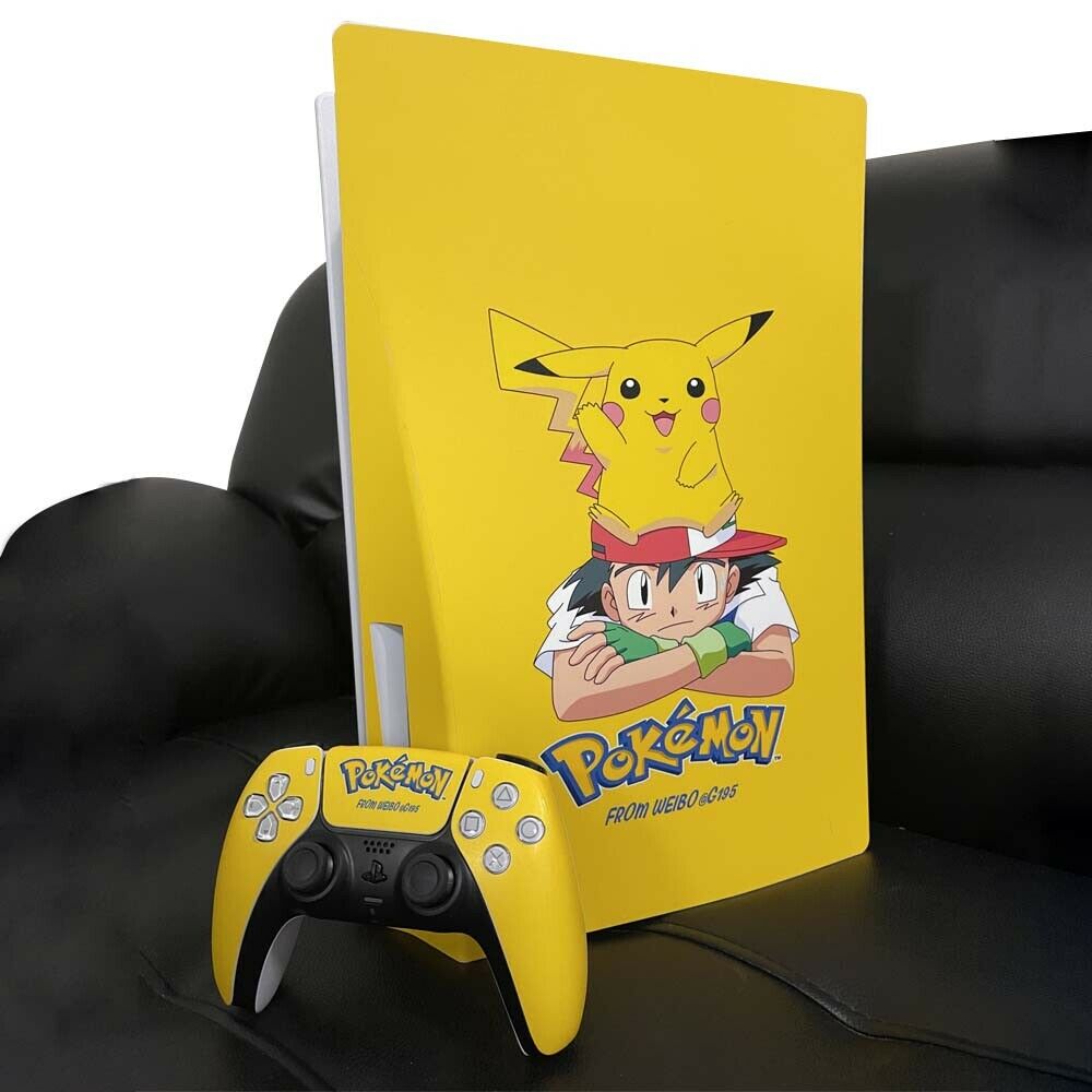 Disc Version PlayStation 5 Skin Decal Vinyl Cover Console Pokemon Pikachu Ps5 - Fresh Stock Dated February 2026