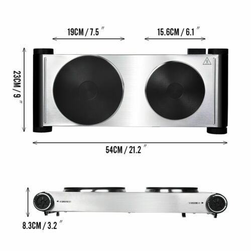 Electric Double Burner Hot Plate Portable Cooking Stove Cast Heater Kitchen - Fresh Stock Dated February 2026