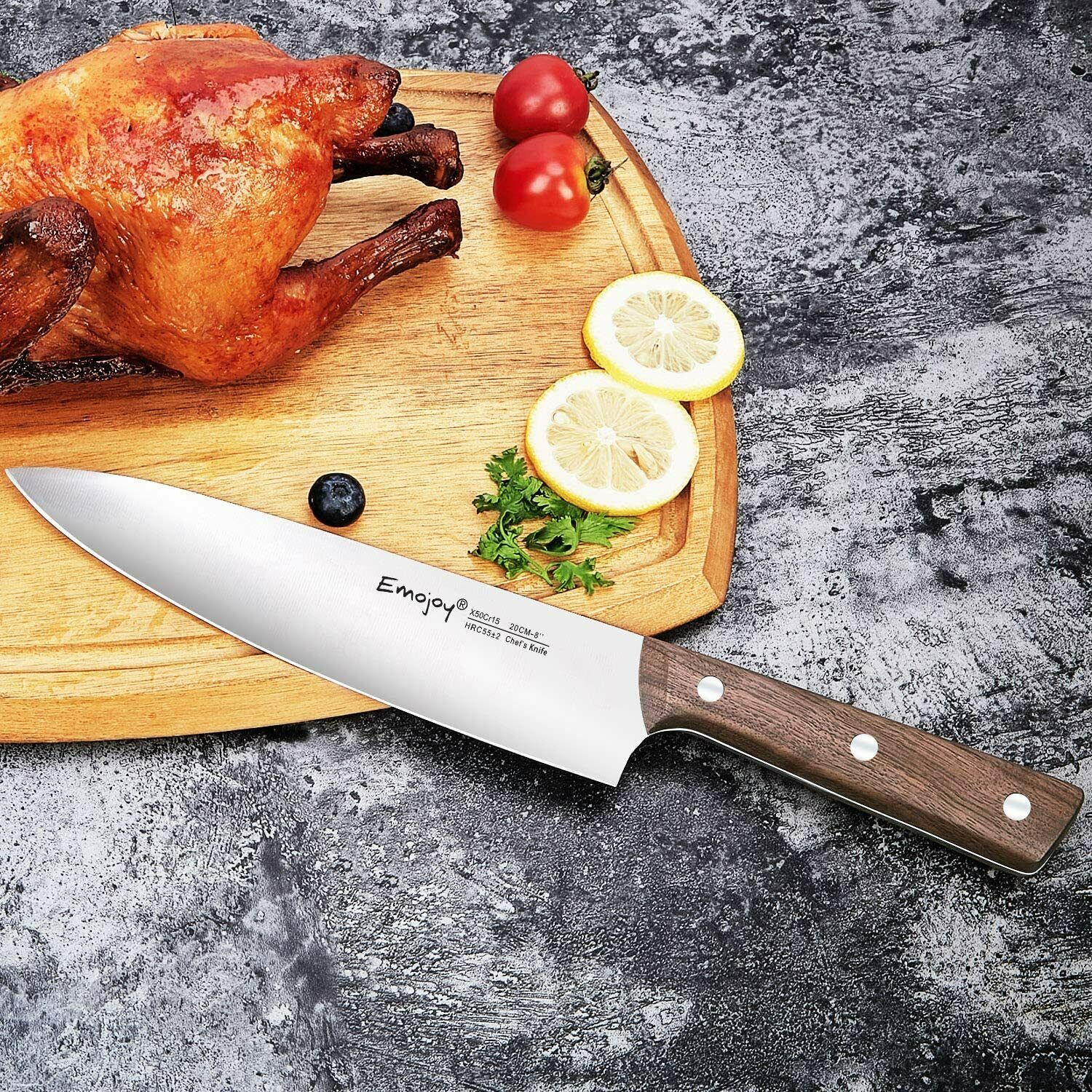 Emojoy Knife Set, Kitchen Knife Set with Block Wooden,German Stainless Steel - Fresh Stock Dated February 2026