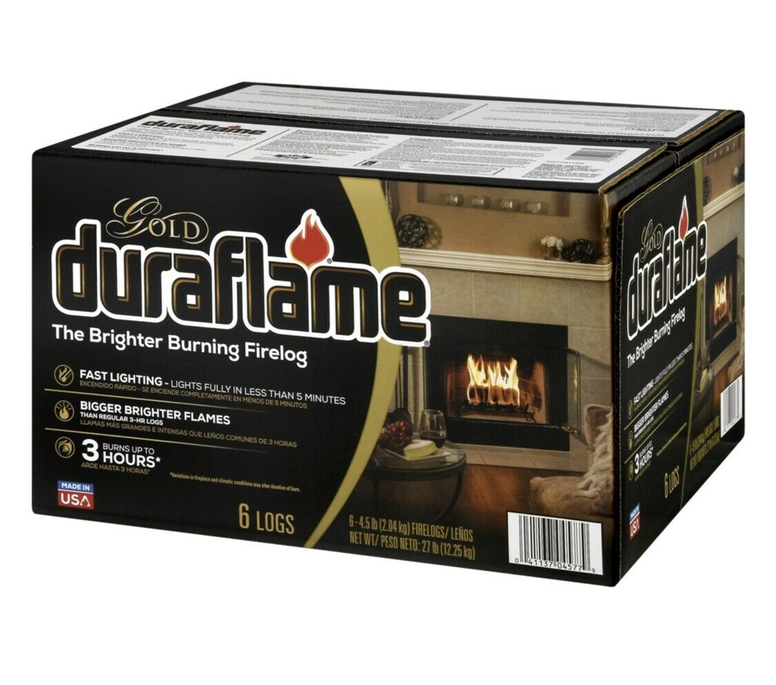 Duraflame Gold Ultra Premium 4.5lb Firelogs, 6-Pack Case, 3 Hour Burn - Fresh Stock Dated January 2026