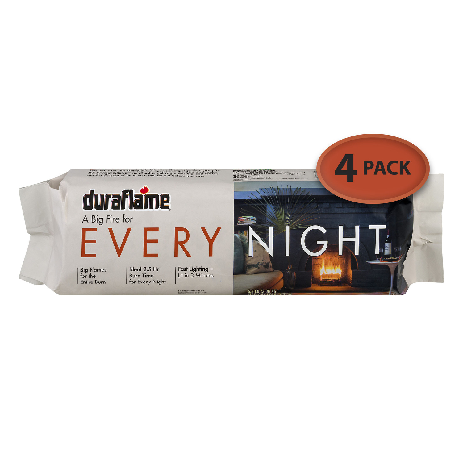 Duraflame Every Night 4 Pack 5.2 Lb Firelogs - Fresh Stock Dated January 2026