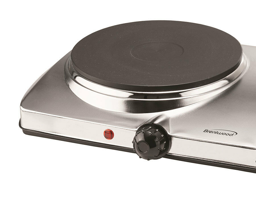 BRAND NEW Brentwood TS-372 Electric Twin Burner - Chrome, Stainless Steel - Fresh Stock Dated February 2026