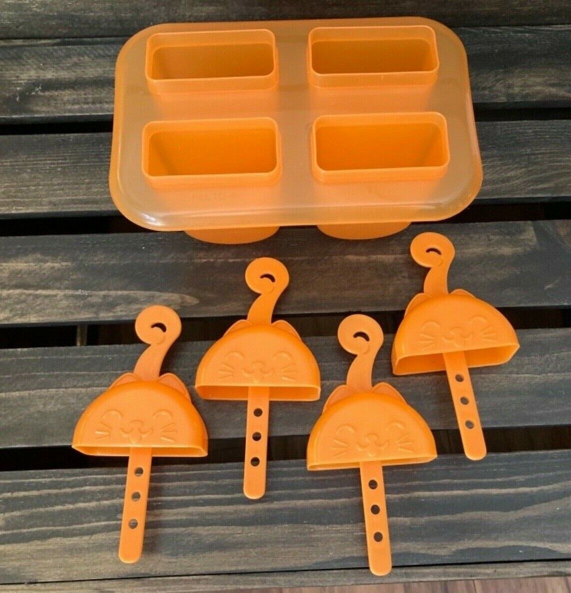 Popsicle Ice Pop Molds Orange Kitty Cat and Purple Owl Handles PreOwned - Fresh Stock Dated February 2026
