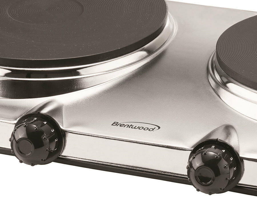 BRAND NEW Brentwood TS-372 Electric Twin Burner - Chrome, Stainless Steel - Fresh Stock Dated February 2026