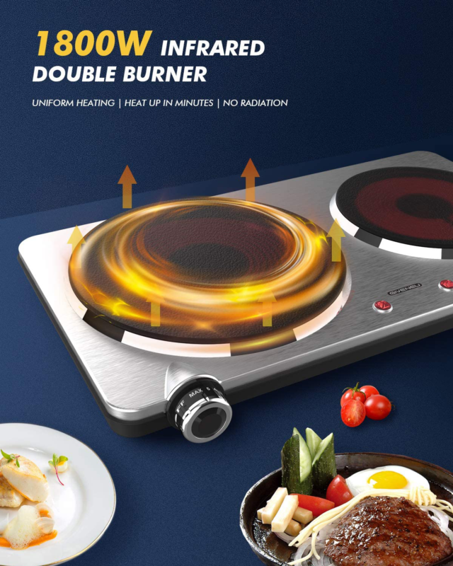 GIVENEU Portable Ceramic Infrared Cooktop, Double Infrared Burner for Cooking, 1 - Fresh Stock Dated February 2026