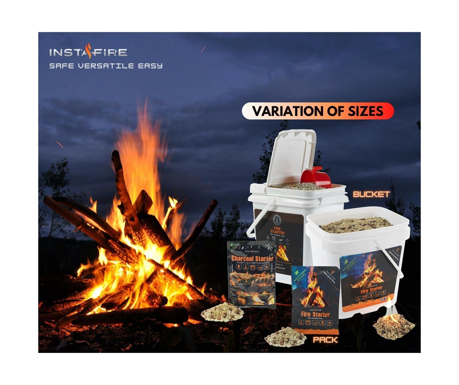 InstaFire Granulated Fire Starter, All Natural, Eco-Friendly, Lights Fires in... - Fresh Stock Dated January 2026