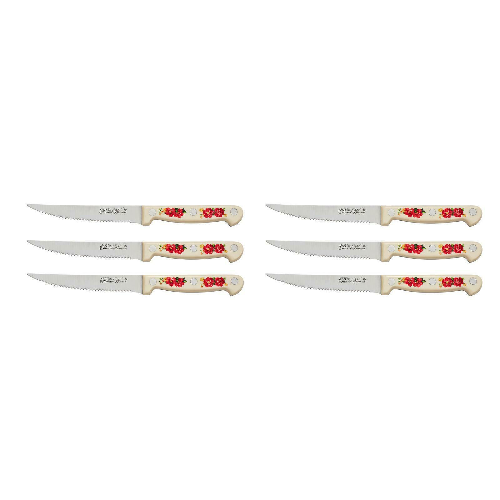 Pioneer Woman Vintage Floral 14-piece Cutlery Kitchen Set Wood Block Home Dining - Fresh Stock Dated January 2026