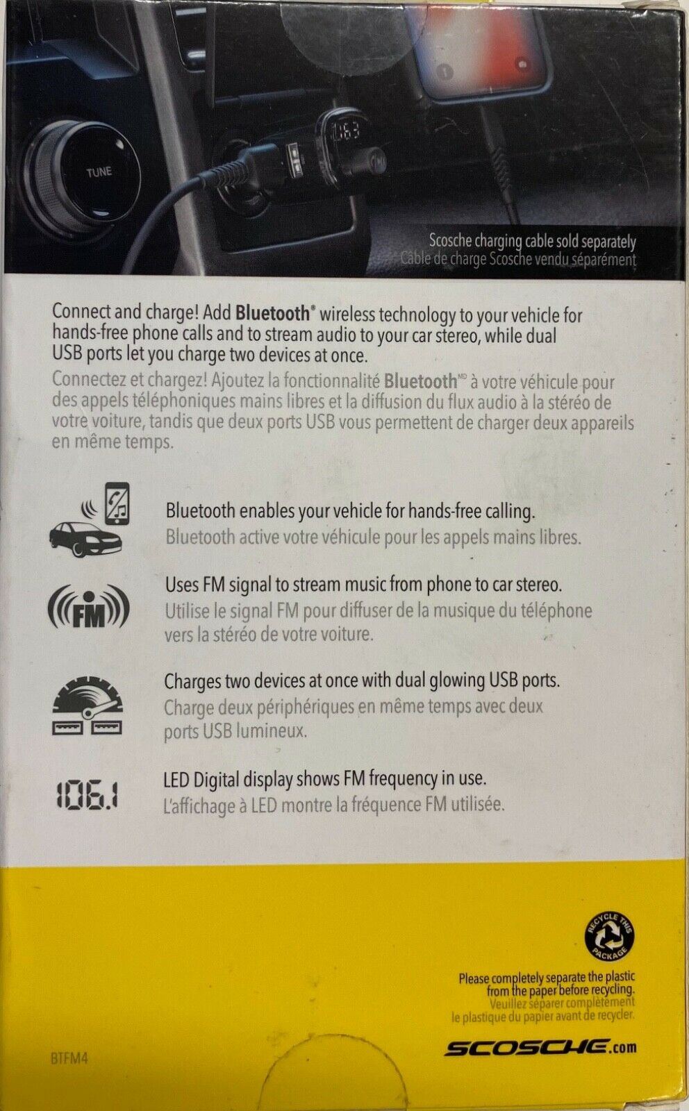 Scosche Wireless Hands-Free Car Kit (BTFM4) - Fresh Stock Dated December 2025