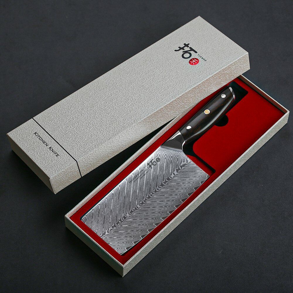 TURWHO 7in Chef Chopper Kitchen Cleaver Knife Japanese VG10 Damascus Steel Knife - Fresh Stock Dated January 2026