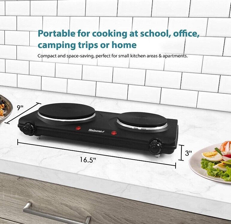 Estufa Cocina Electrica De 2 Hornillas Portatil Para Casa Apartamento Campamento - Fresh Stock Dated February 2026
