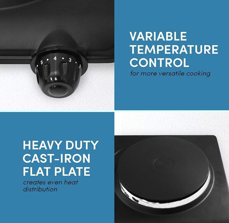 Estufa Cocina Electrica De 2 Hornillas Portatil Para Casa Apartamento Campamento - Fresh Stock Dated February 2026