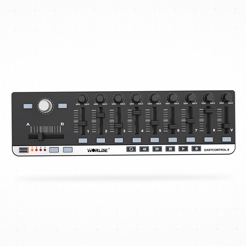 MIDI Slim-Line Controller USB 34x10x2cm 9 Knobs Keyboard Controller Black U7Z2 - Fresh Stock Dated December 2025