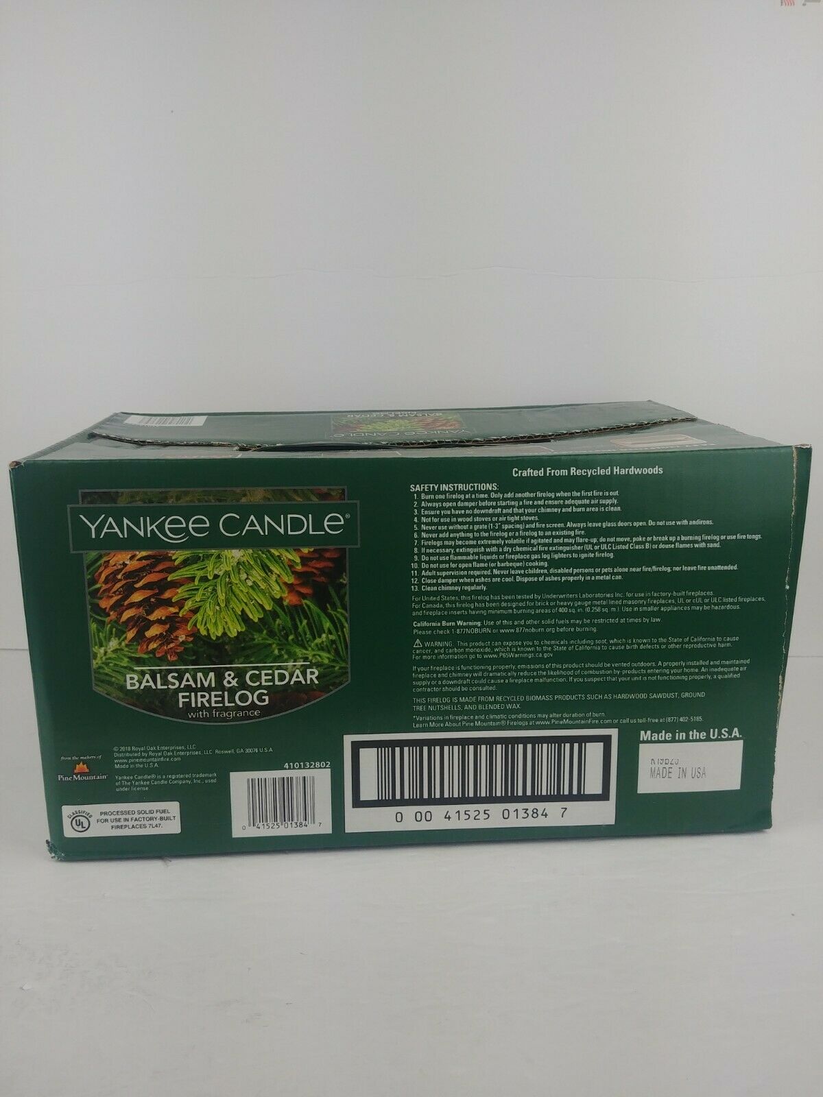 Yankee Candle Pine Mountain Balsam Cedar Firelogs Fireplace Wood Burning 4 Logs - Fresh Stock Dated December 2025