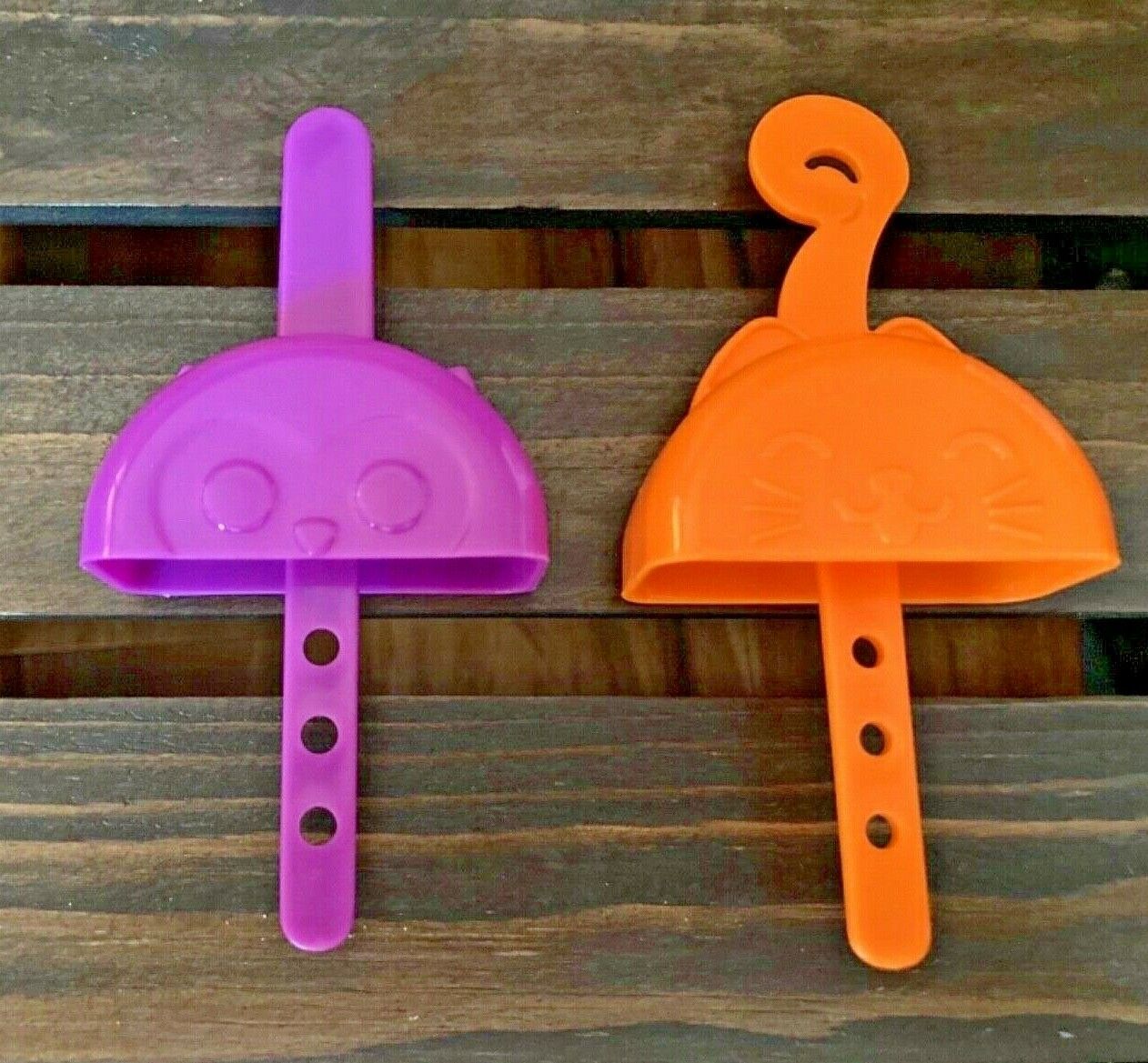 Popsicle Ice Pop Molds Orange Kitty Cat and Purple Owl Handles PreOwned - Fresh Stock Dated February 2026