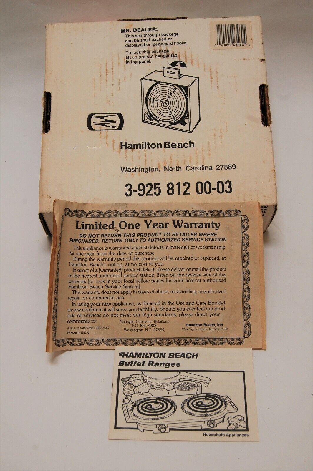 New Hamilton Beach Fifth Burner, No.812, W/Open Packaging, Portable 120V - Fresh Stock Dated February 2026