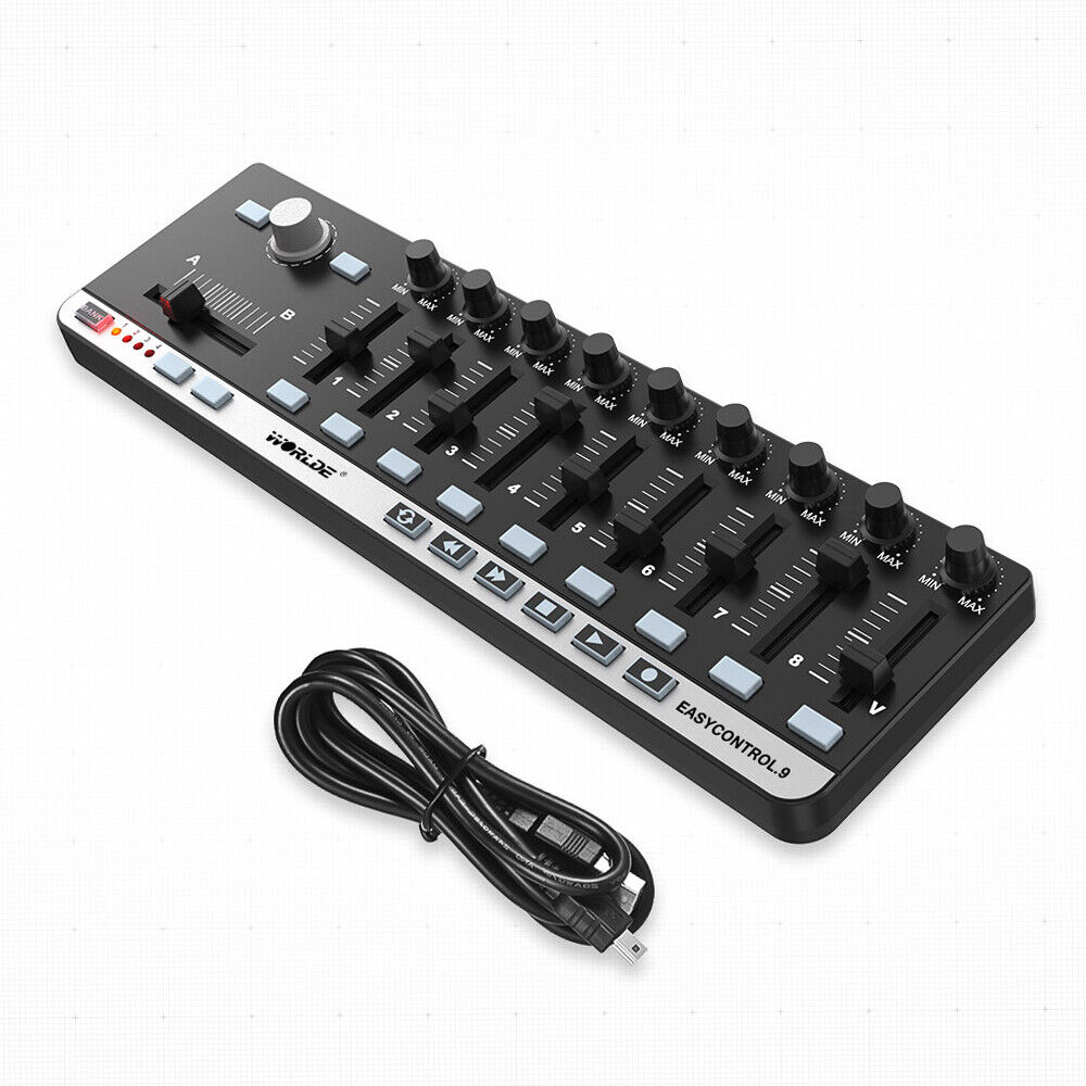 MIDI Slim-Line Controller USB 34x10x2cm 9 Knobs Keyboard Controller Black U7Z2 - Fresh Stock Dated December 2025