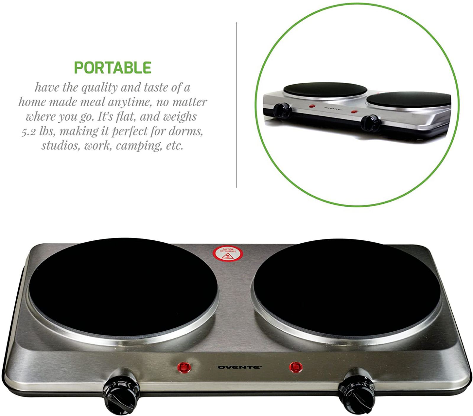 Estufa Cocina Electrica De 2 Hornillas Portatil Elegante y Potente! - Fresh Stock Dated February 2026