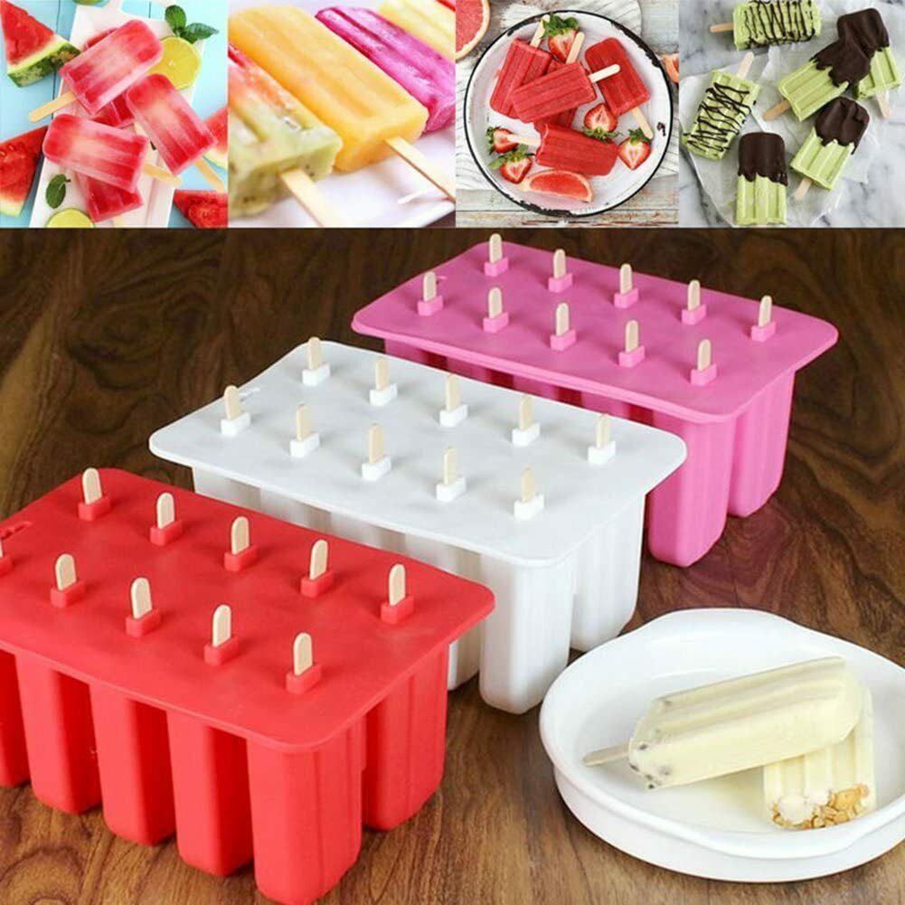 Ice Cream Popsicle Frozen Mold Silicone Lolly Pop Maker Mould Ice Tray Cover Lid - Fresh Stock Dated February 2026